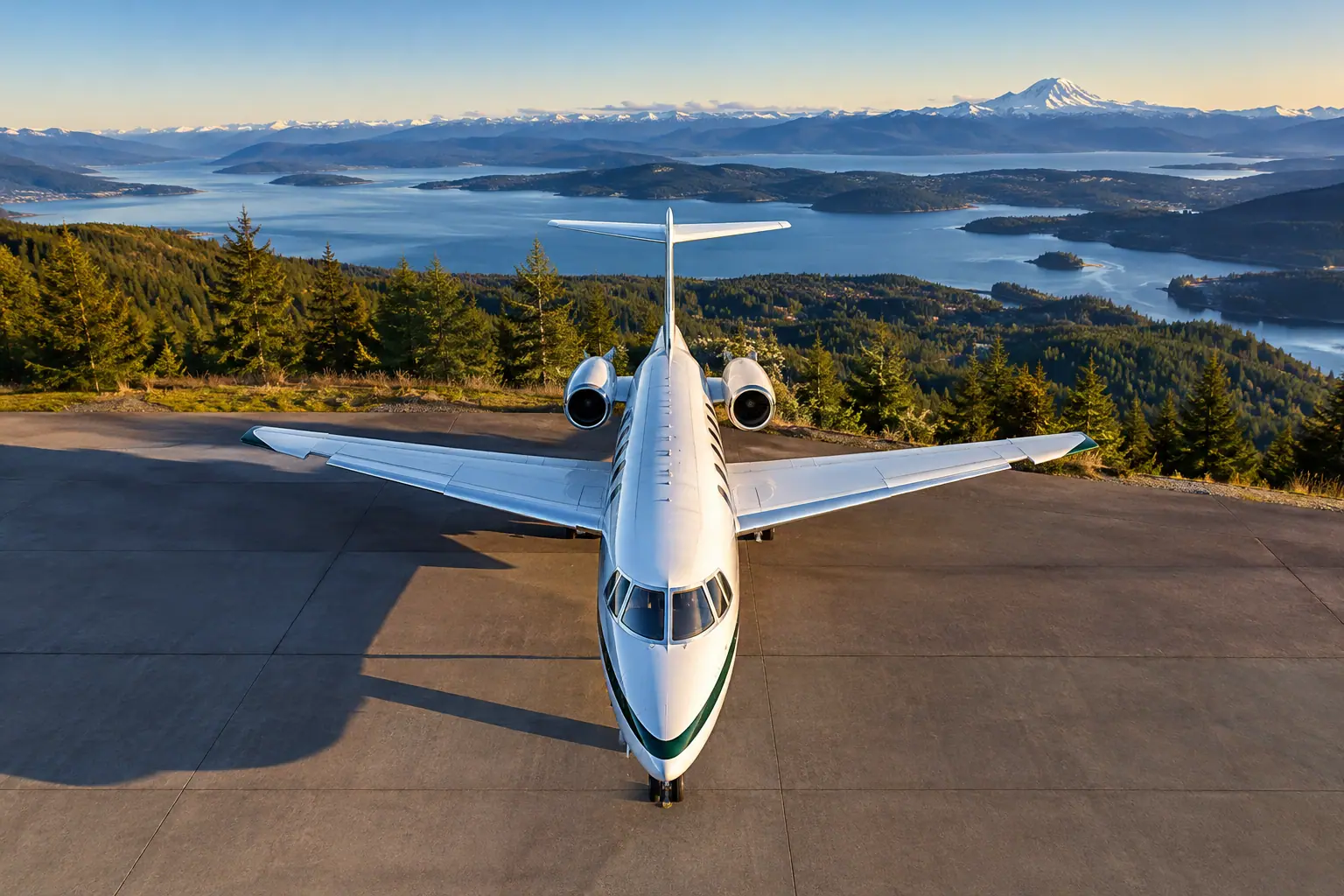Midsize jet on the ramp