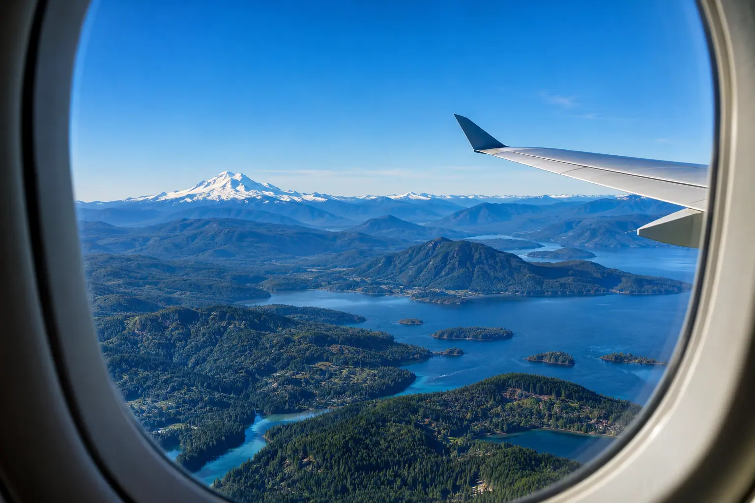 Seattle area from a private jet window