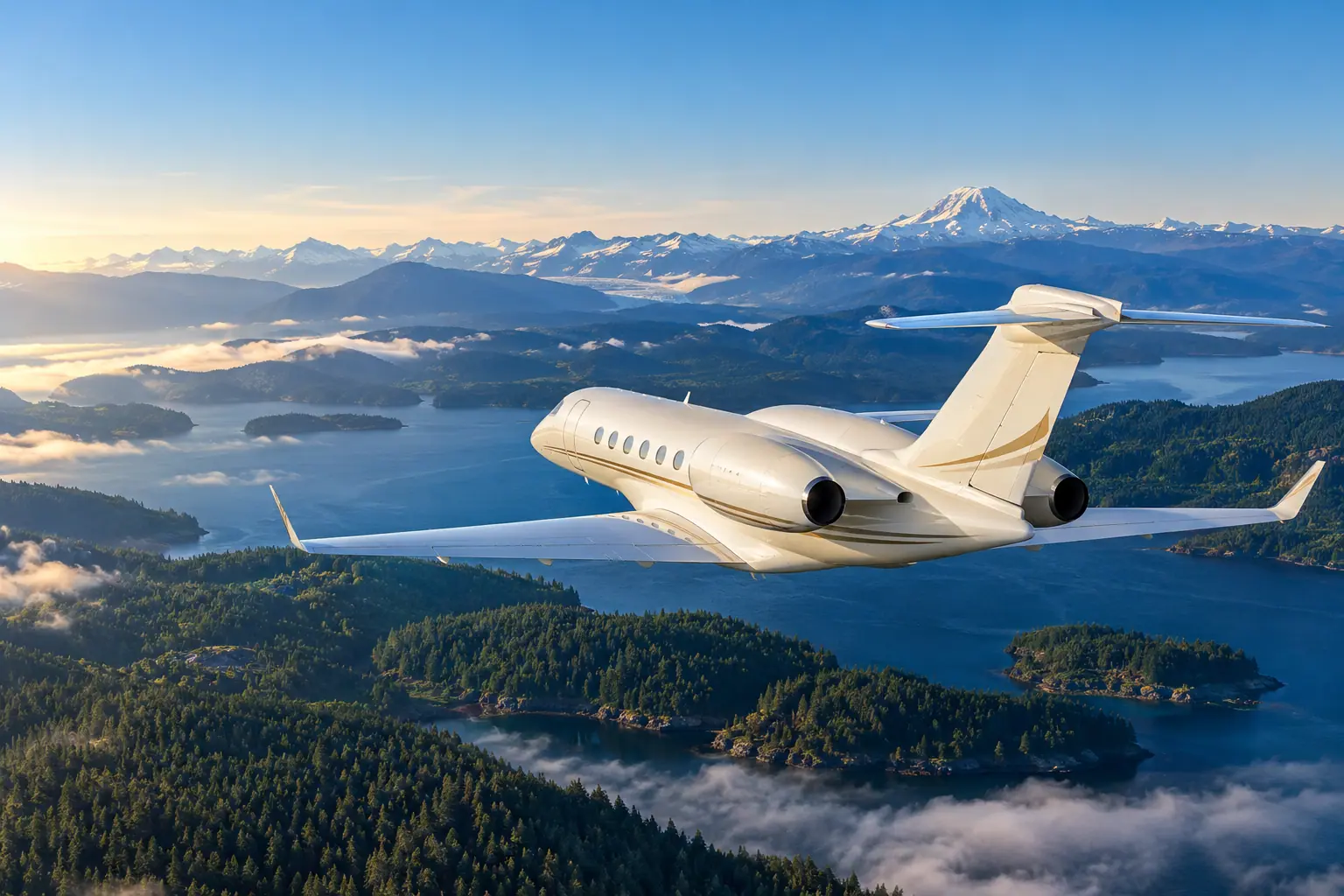 Super-midsize jet on the ramp